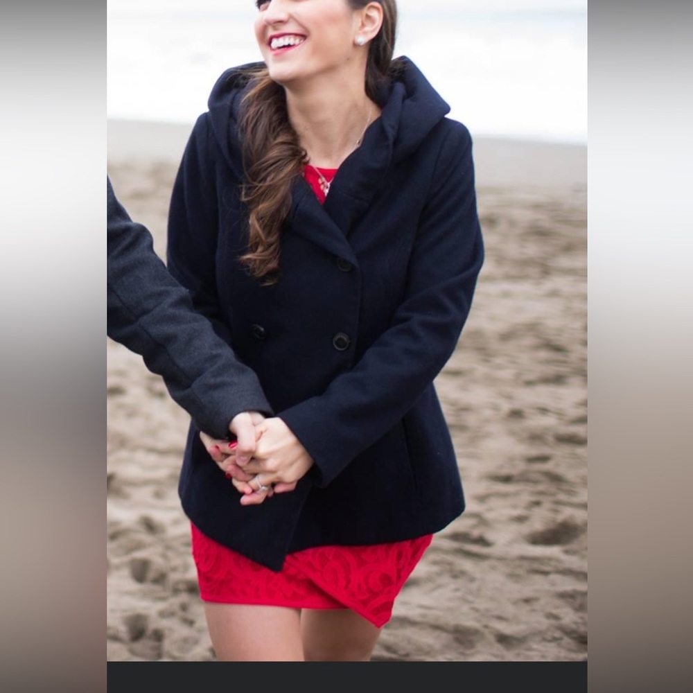 Navy Zara wool peacoat